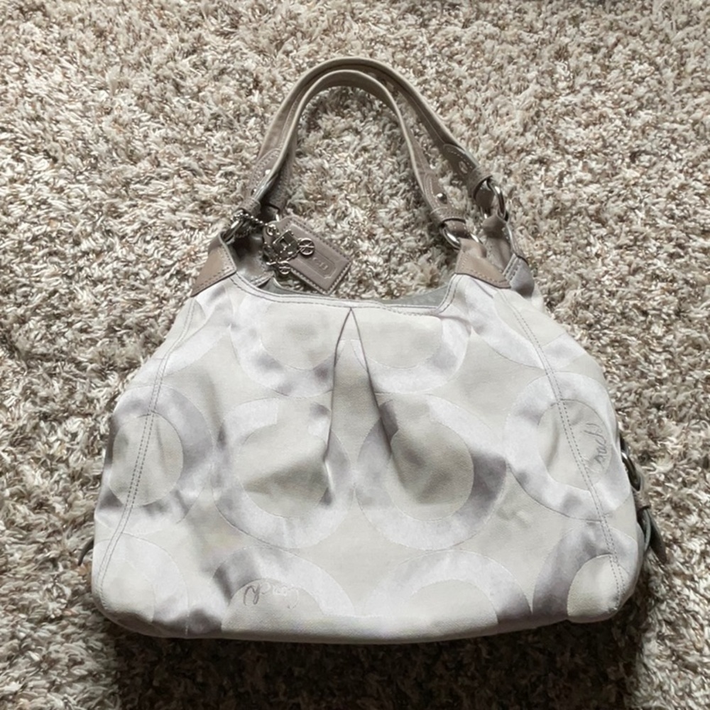 💜 COACH Madison Pewter Op Art Maggie Style 💜